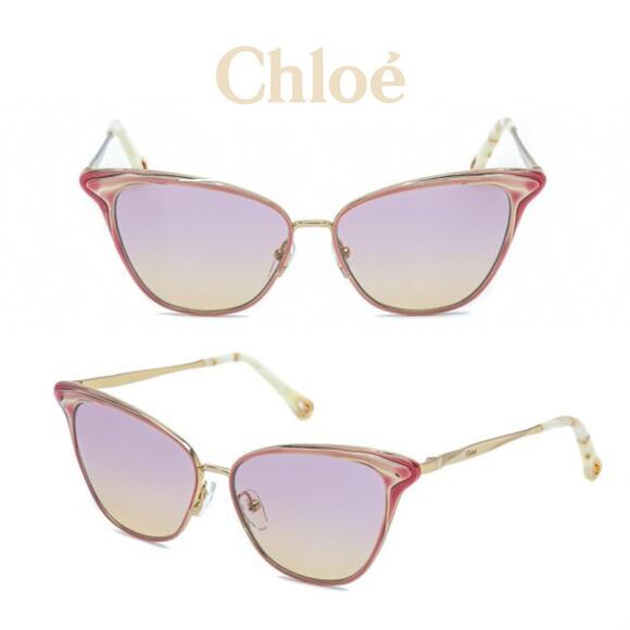 NWT Chloé Women'sFelicy Cat-Eye Metal Frame Sunglasses